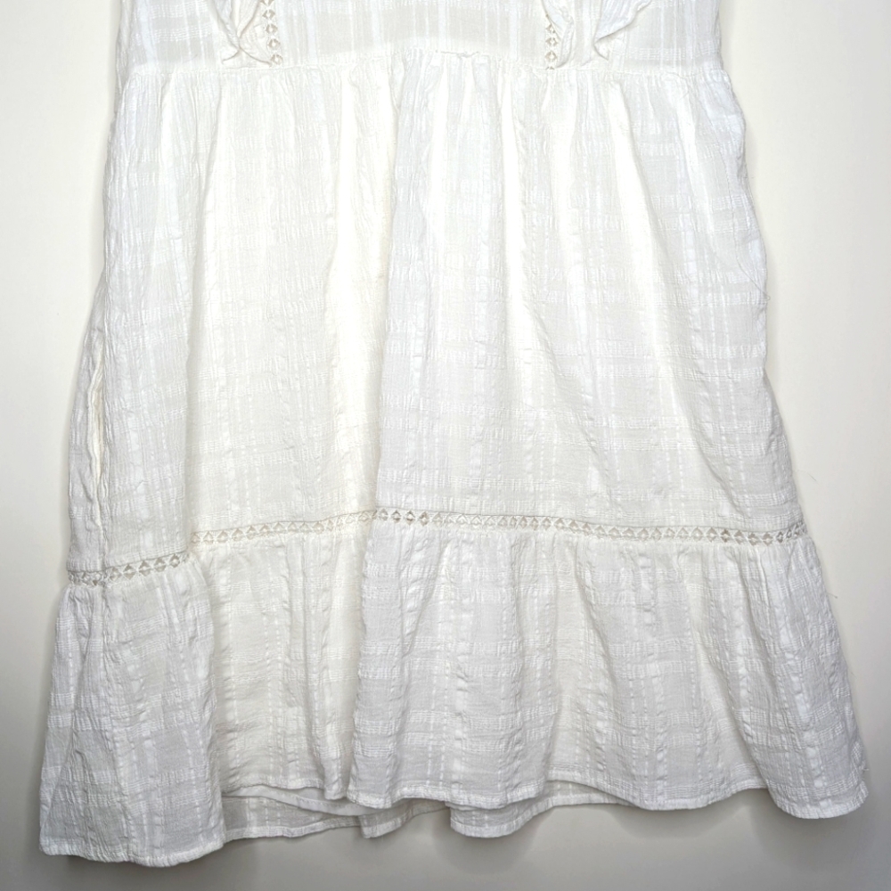 Knox Rose V Neck Ruffled White Short Sleeve Cottagecore Mini Dress Size Large - Picture 14 of 16
